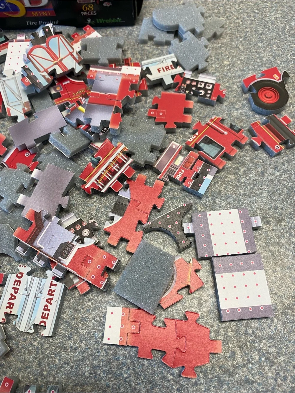 Puzz3D Mini Fire Engine Department Truck 68-Piece 3D Puzzle Foam Back Pieces